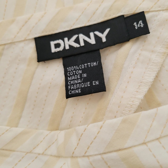 DKNY Cotton Skirt / Cream With Yellow Stripes - Size 14 / NWT - Picture 7 of 8